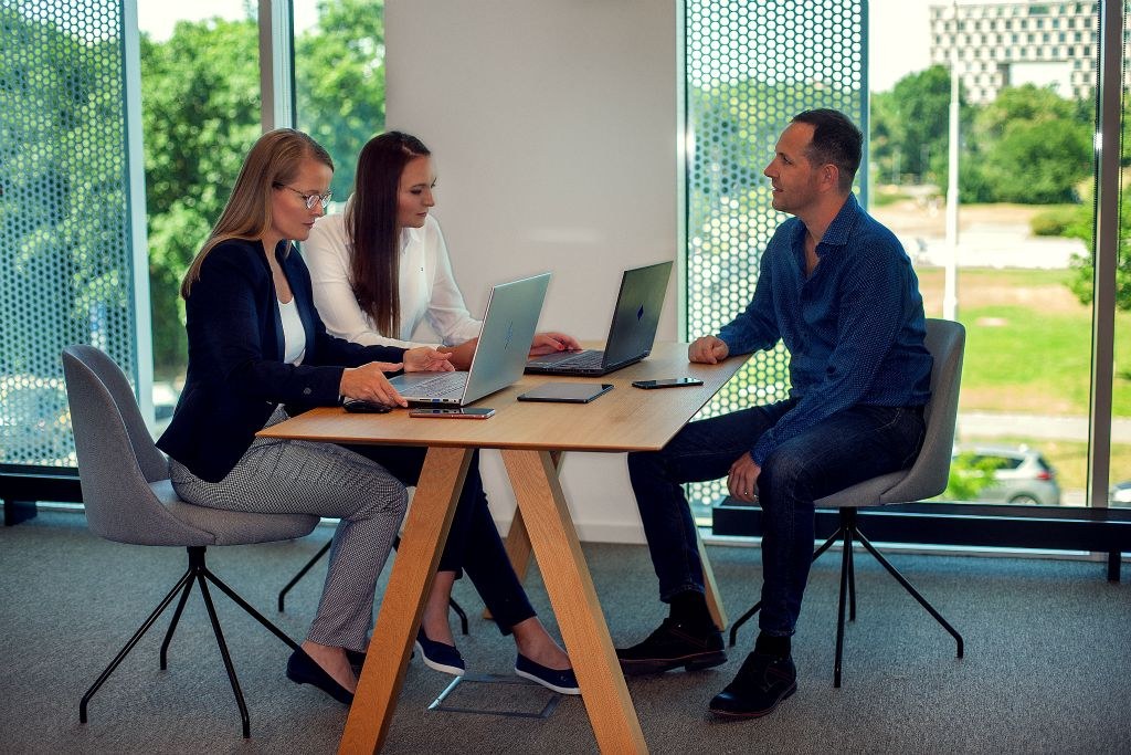 Team meeting in a workplace setting
