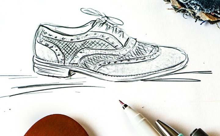 Footwear design with material samples